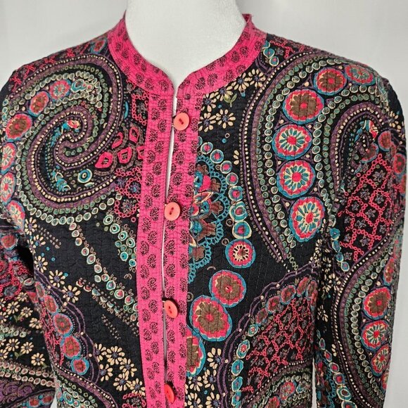 Provence d'amour Sz Medium Reversible Jacket Quilted Coat Pink Y2K Boho Paisley - Picture 5 of 14